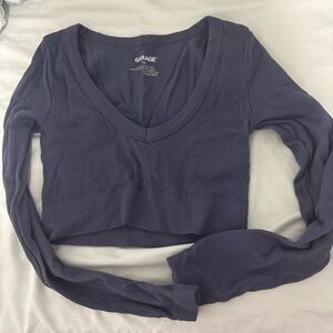 Garage Women's Dark Blue Ribbed Crop Top